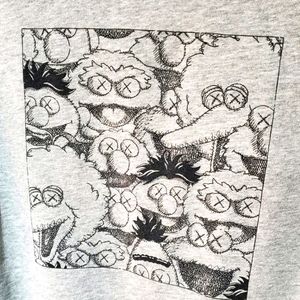 Kaws Uniqlo Seasame Street Hooded Sweatshirt Hoodie Grey Medium